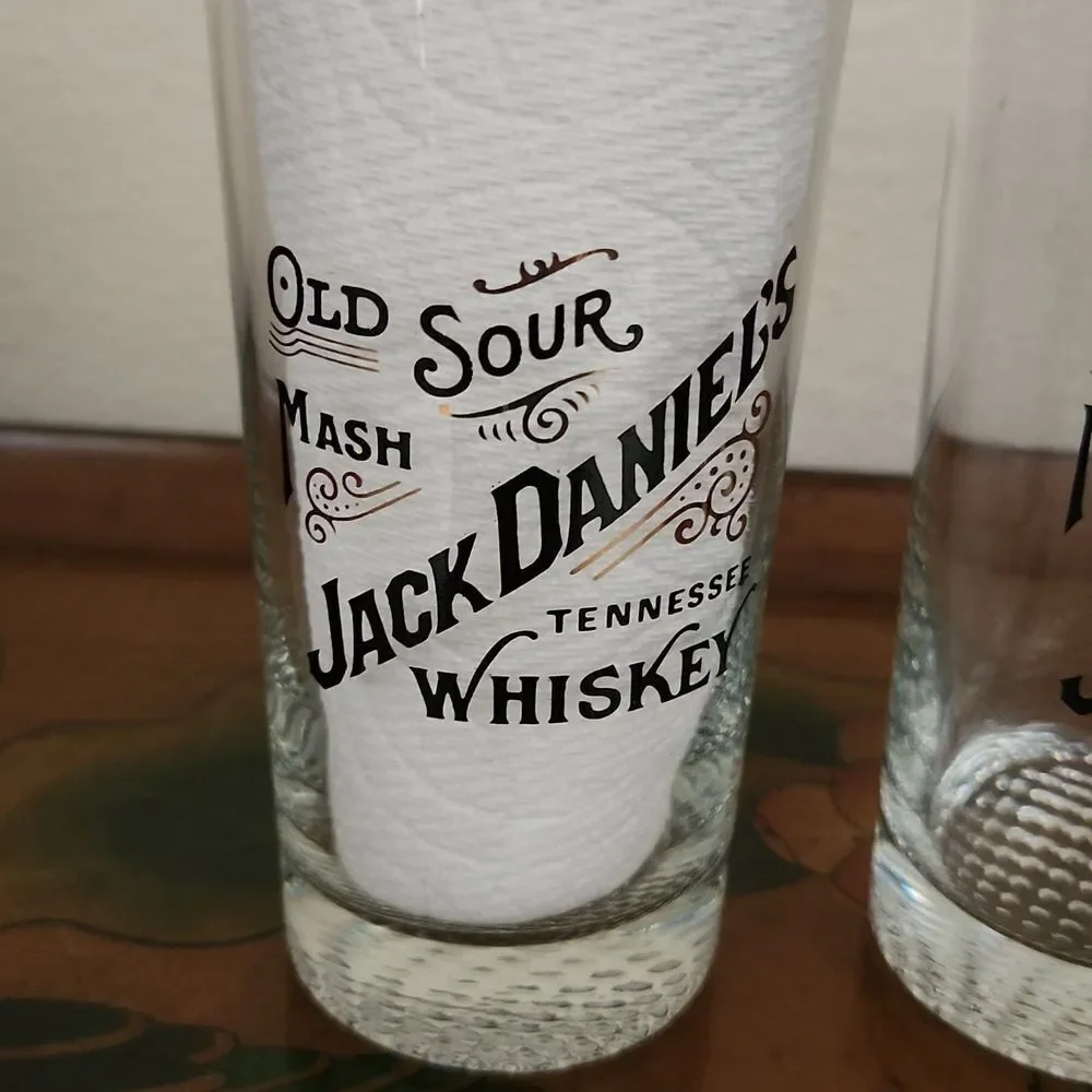 Jack Daniel's Tennessee Whiskey Old Sour Mash Glass Set of 2 12 oz.